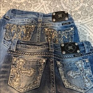 Miss Me Blue Wash Embroidered Boot Cut Jeans size 27 bundle of 2
